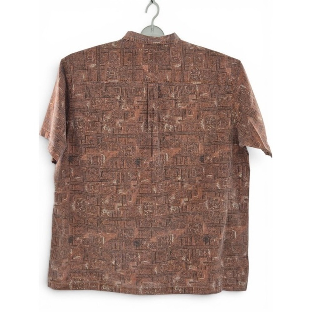 Vintage St John's Bay Men's 3XL Tall Rust Brown Geometric Cotton Short Sleeve - Picture 3 of 8